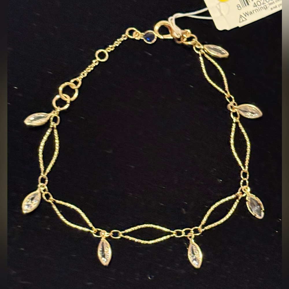 Borrowed & Blue Delicate Linear Line Bracelet with Cubic Zirconia Stones - NWT